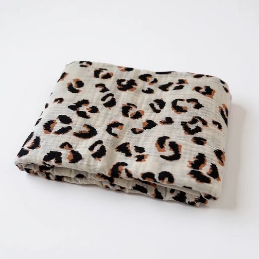 Coupon Double gaze de coton imprimée Léopard