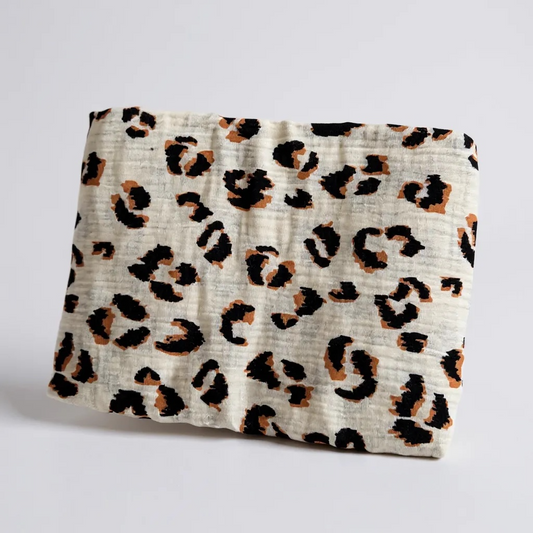 Coupon Double gaze de coton imprimée Léopard